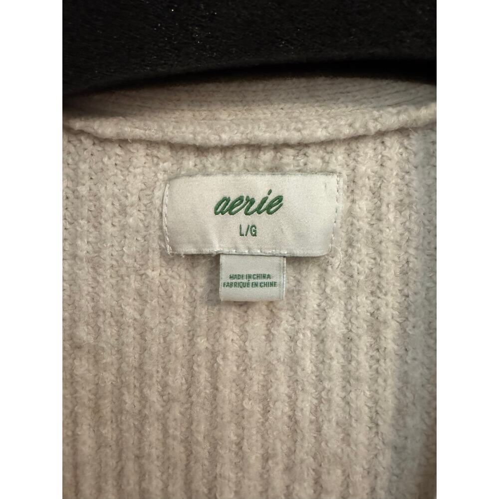 Aerie Wide Rib Oversized Cardigan Grandpa Cream Oatmeal Cotton Blend L fits 2X - Picture 3 of 9